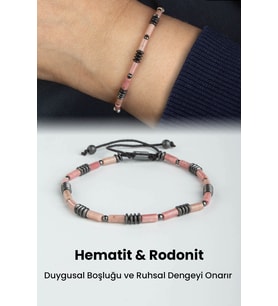 Rodonit-Hematit Doğal Taş Silindir Kesim 6x3mm Makrome Bileklik