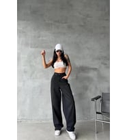 Arkadan tokalı jeans pantolon Siyah