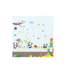 cosy home gift Sevimli Panda Ailesi Çocuk Ve Bebek Odası Dekor Süsleme Ev Duvar Pvc Sticker