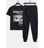 Unisex 1898 Brooklyn Baskılı 2'li Eşofman Takımı (Siyah)