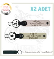 Hız Aşıkları İçin Özel İsim Plaka, A Rh (-) Kan Grubu Yazılı Deri x2 Anahtarlık, Pudra-S Kahve-Laci