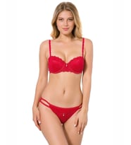 Le Jardin Vivian Dantelli Push-up Straplez Sütyen Takım- 5050 (Bordo)