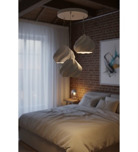 Beyaz Minimal Dalga Tasarım 3’lü Sarkıt Avize, Modern Ev Aydınlatma