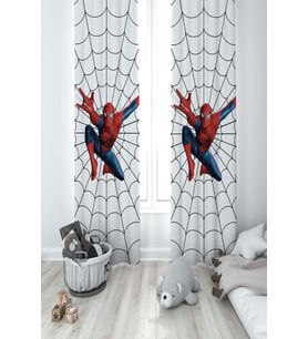 MEKTA HOME BEBEK VE ÇOCUK ODASI Ağ ve Spiderman Desenli 2 Kanat Fon Perde