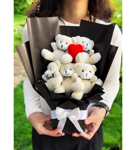 Peluş Buket Ayıcık Buketi Kalpli Sevgiliye Kız Arkadaşa & Anneye & Ablaya & Kardeşe Doğum Günü, Yıl Dönümü