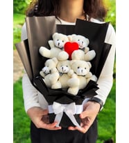 Peluş Buket Ayıcık Buketi Kalpli Sevgiliye Kız Arkadaşa & Anneye & Ablaya & Kardeşe Doğum Günü, Yıl Dönümü