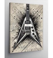 Kanvas Tablo Elektrik Gitar Çizimi