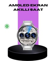 Akıllı Saat Metal Kordonlu Tam Ekran Amoled – Arama Takip Özellikli
