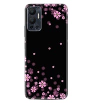 Infınix Hot 12 Kılıf Resimli Desenli Baskılı Silikon Black flowers 1391