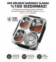 Valkyrie 1500 ML 4 Bölmeli Paslanmaz Çelik Yemek Termosu Beslenme Kabı Sızdırmaz Lunch Box Termal Taşıma Çantası