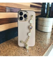 IPHONE 14 Pro Max Uyumlu zincirli taşlı silikon telefon kılıfı