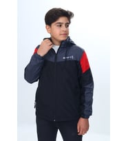 Toontoy Erkek Çocuk Sport Baskılı Kapüşonlu Yağmurluk (Siyah)