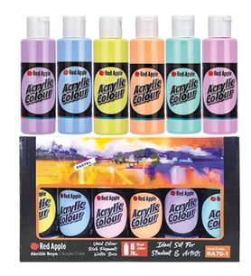 Red Apple 6 x 70 ml Akrilik Boya Pastel Renkler Set 6 Pastel Renk Akrilik Boya Seti