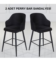 2 ADET PERRY ADA MUTFAK VE BAR SANDALYESİ - BAR TABURESİ - SİLİNEBİLİR BABYFACE KUMAŞ - METAL AYAK