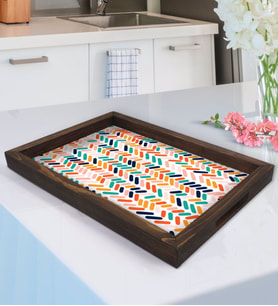 BK Gift Modern Art Tasarımlı Doğal Ahşap Tepsi-2