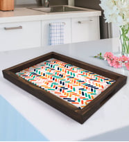BK Gift Modern Art Tasarımlı Doğal Ahşap Tepsi-2