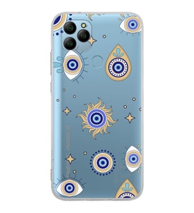 PrintiFy General Mobile  GM 21 ile Uyumlu 1mm Slim Fit Nazar Boncuğu 5 Baskılı Şeffaf  Kılıf