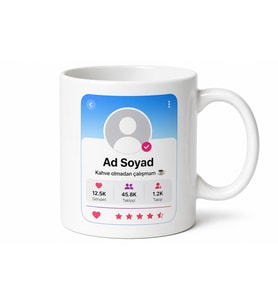 Sosyal Medya Profil Tasarımlı Eğlenceli İsimli Kupa Bardak Özel Hediye