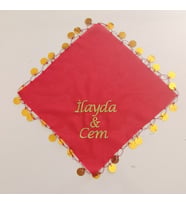 Halay Mendili İsimli Kişiye Özel Nakış İşlemeli Sünnet Kına Gecesi Düğün Nişan Mendili 5 Adet Mavi (Kırmızı)