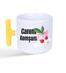 Canım Komşum Baskılı Sarı Kulplu T Kupa