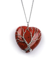 Red Jasper Doğal Taş Kalp Model Tel Sarmalı Kolye