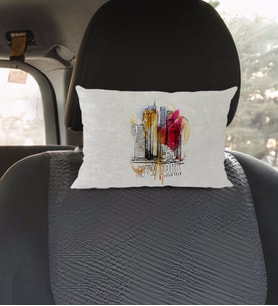 BK Gift Kişiye Özel İsimli Newyork Tasarımlı Dikdörtgen Araç Koltuk Yastığı-1
