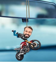 Kişiye Özel Motorcu Tasarımlı Karikatür Araba Dikiz Ayna Süsü 114