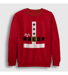 Presmono Unisex Kırmızı Kostüm Noel Baba Santa Claus Yılbaşı Sweatshirt 270018tt
