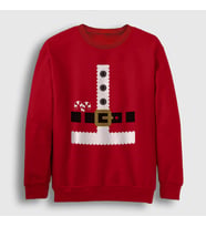 Presmono Unisex Kırmızı Kostüm Noel Baba Santa Claus Yılbaşı Sweatshirt 270018tt