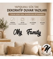 My Family Duvar Yazısı Yapışkanlı Dekoratif Yazı Salon Yatak Odası Ofis Duvar Süsü