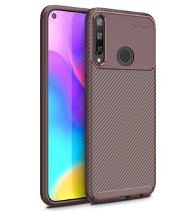 Durukar® Huawei P40 Lite E Kılıf Auto Focus Karbon Kapak - Kahverengi