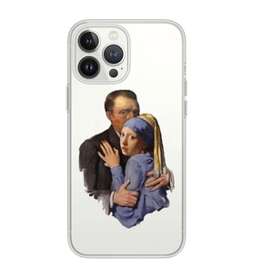 Iphone 12 Pro Uyumlu Van Gogh & İnci Küpeli Kız Tasarımlı Şeffaf Telefon Kılıfı