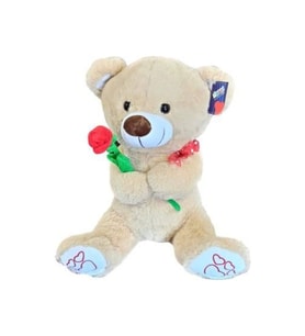 Peluş Gül Tutan Ayı 45 Cm (Çok Renkli)