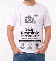 Kişiye Özel Tasarlanabilir Fotoğraf Resim Yazı Baskılı Beyaz Tişört