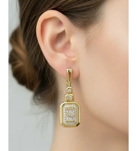 Xuping Gold Sallantılı Baget Taş Küpe - 25-xpkp296