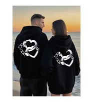 Sevgili Çift Kombin Kapüşonlu Sweatshirt – Forever&Together Baskılı Çift Hoodie Unisex 2'li Set (Siyah)