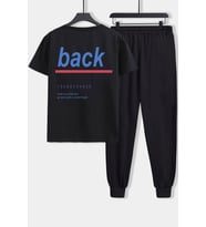 Unisex Back Baskılı 2'li Eşofman Takımı (Siyah)