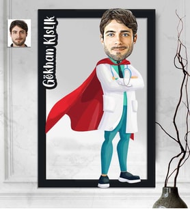 Kişiye Özel 3D  Ahşap Tablo Acil Doktor Erkek 30x40 -2