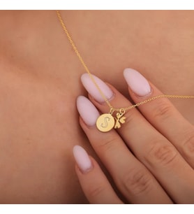 Kişiye Özel 925 Ayar Gümüş Minimalist Yonca Harf Kolye (Gold)