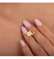 Kişiye Özel 925 Ayar Gümüş Minimalist Yonca Harf Kolye (Gold)