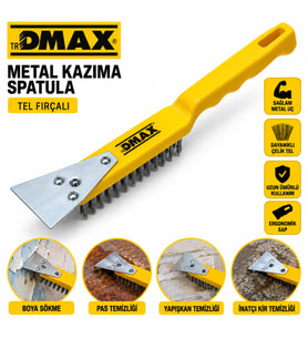 12 ADET 2IN1 ÇELİK TEL FIRÇA - METAL KAZIMA SPATULA 270MM