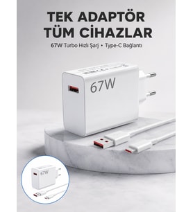 67 Watt Güvenli Hızlı Şarj Adaptörü Samsung M31 M33 M51 Uyumlu Yeni Nesil