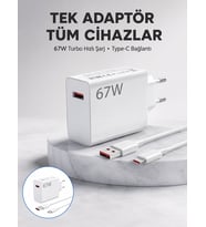 67 Watt Güvenli Hızlı Şarj Adaptörü Samsung M31 M33 M51 Uyumlu Yeni Nesil
