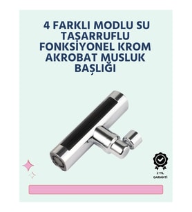 Mey İthalat® Krom Kaplamalı Çok Fonksiyonlu Musluk Başlığı Paslanmaz Malzeme