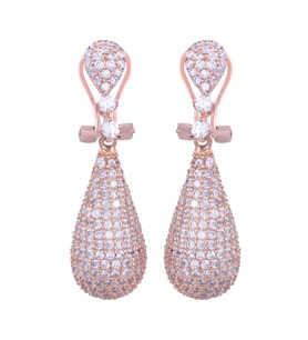 Rose Gold Taşlı Sallantılı Küpe (Rose - Gold)