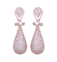 Rose Gold Taşlı Sallantılı Küpe (Rose - Gold)
