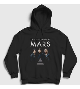 Presmono Unisex Siyah Band 30 Seconds To Mars Kapüşonlu Sweatshirt 171353tt