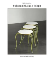 Sultan 3'lü Altın Tel Zigon Sehpa