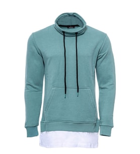 Point Collar T-Shirt Detailed Green Men's Sweatshirt - Wessi (Yeşil)
