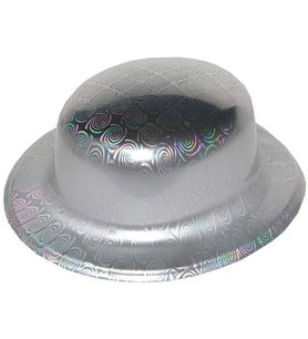 Gümüş Renk Hologramlı Plastik Yuvarlak Melon 27x24 cm